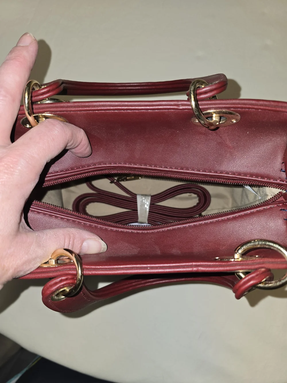 Designer-Inspired Burgundy Women’s Top-Handle Bag